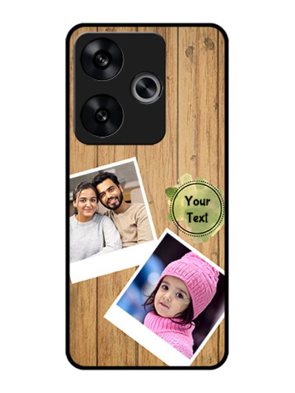 Custom Poco F6 5G Custom Metal Phone CaseWooden Texture Design