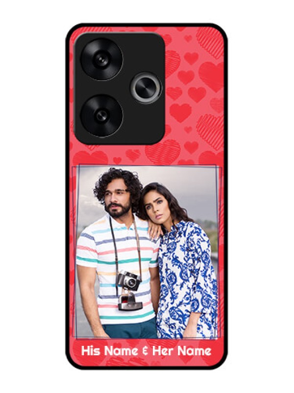 Custom Poco F6 5G Custom Metal Phone CaseWith Red Heart Symbols Design