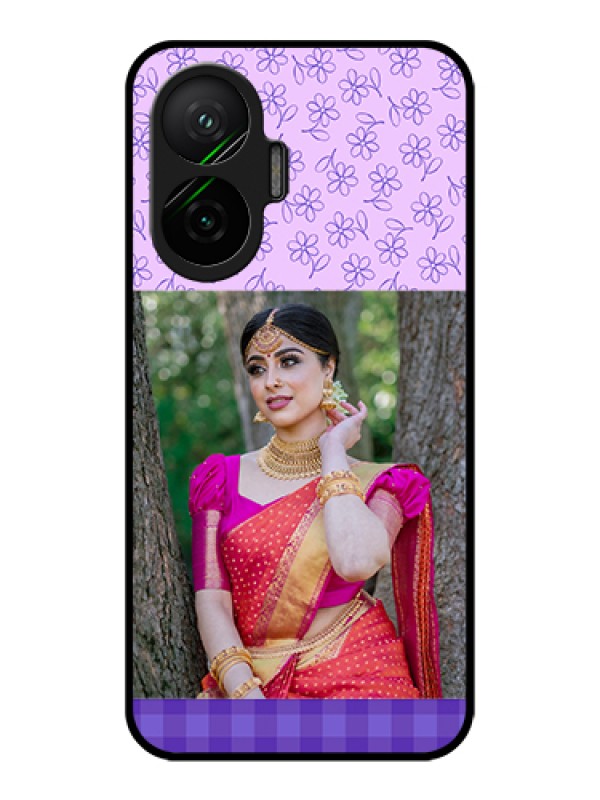 Custom Poco F7 5G Custom Metal Phone Case - Purple Floral Design