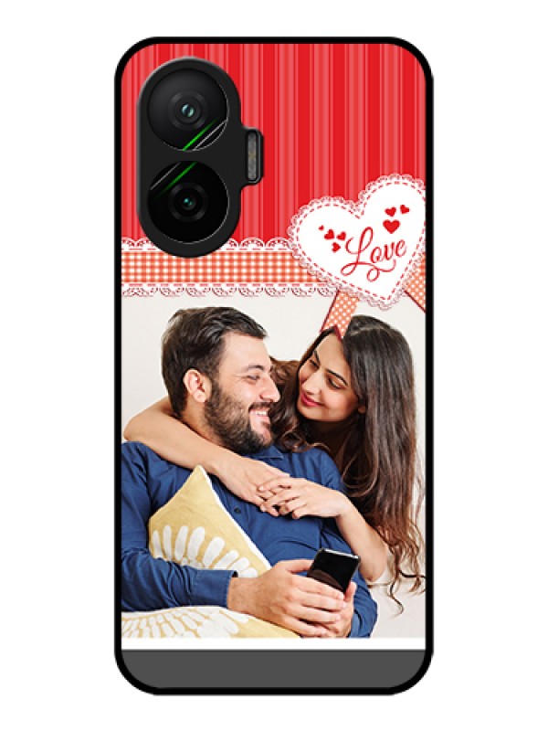 Custom Poco F7 5G Custom Metal Phone Case - Red Love Pattern Design