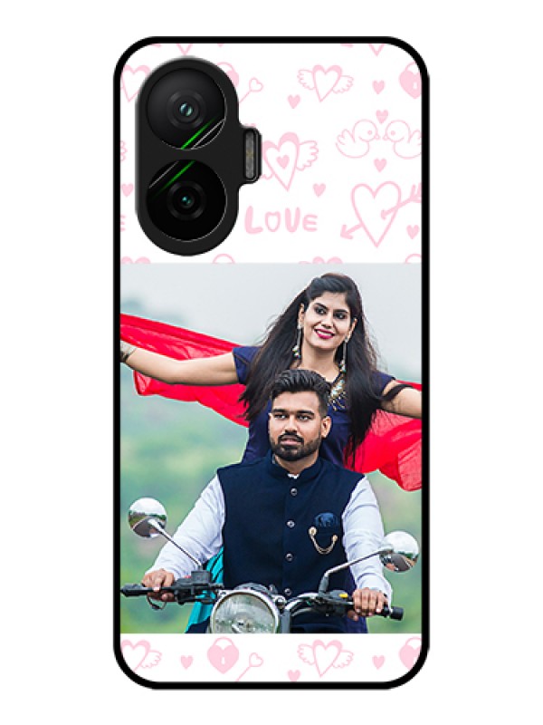 Custom Poco F7 5G Custom Metal Phone Case - Pink Flying Heart Design