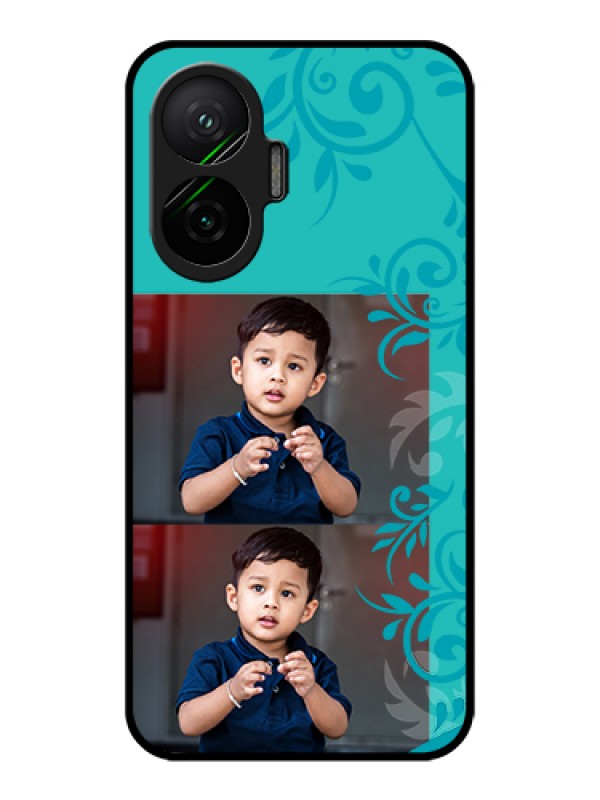 Custom Poco F7 5G Custom Metal Phone Case - With Photo And Green Floral Design