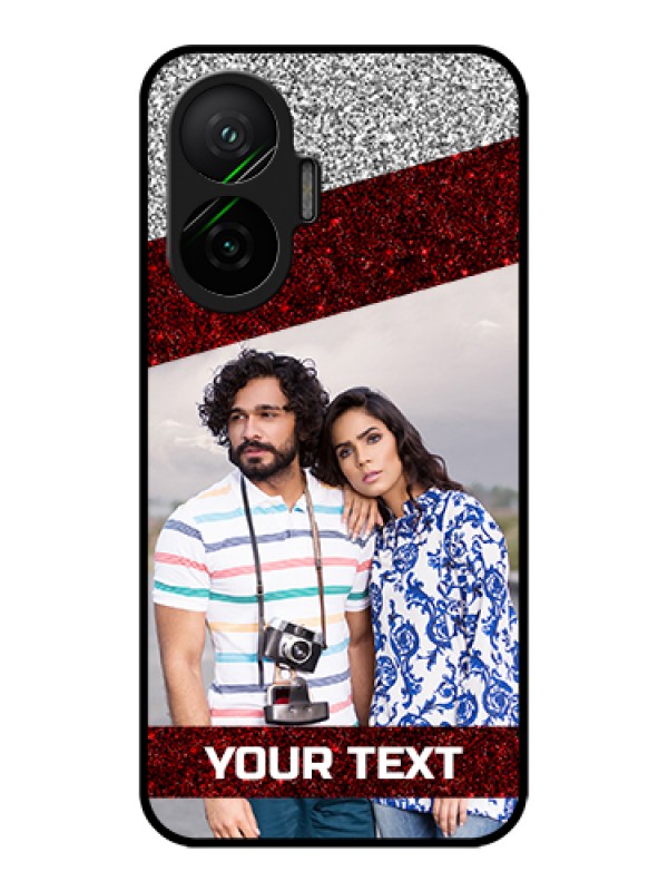 Custom Poco F7 5G Custom Metal Phone Case - Image Holder With Glitter Strip Design