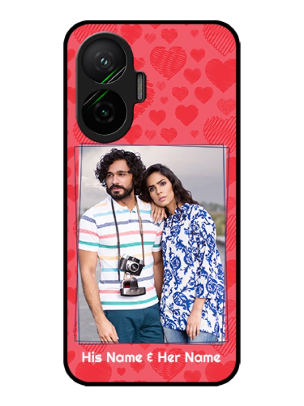 Custom Poco F7 5G Custom Metal Phone Case - With Red Heart Symbols Design