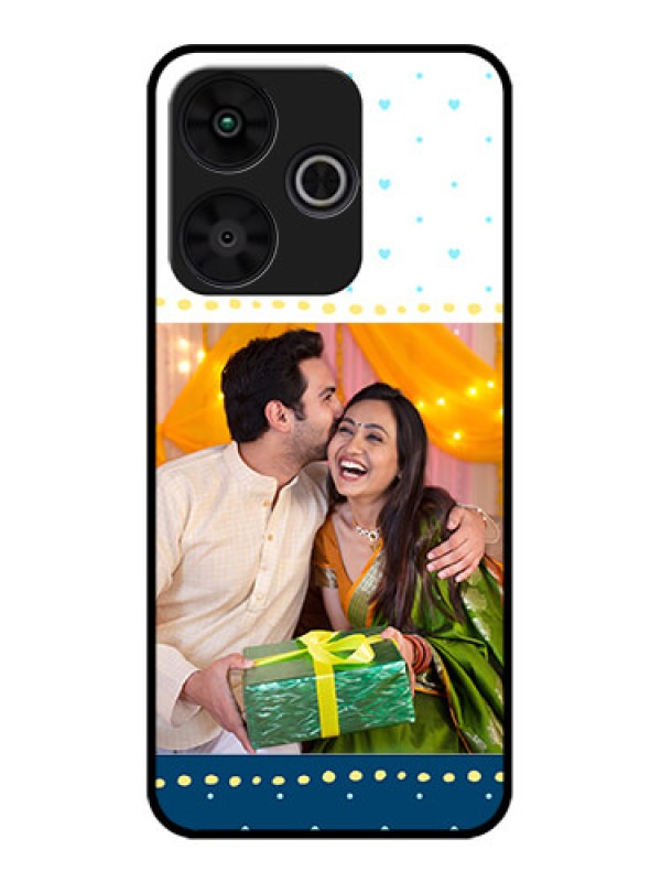 Custom Poco M6 Plus 5G Custom Metal Phone CaseWhite And Blue Abstract Design