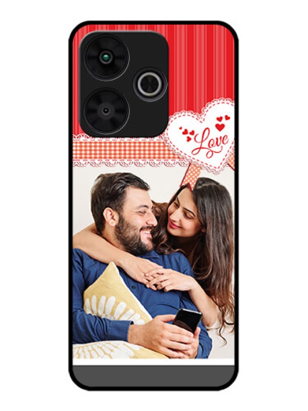 Custom Poco M6 Plus 5G Custom Metal Phone CaseRed Love Pattern Design