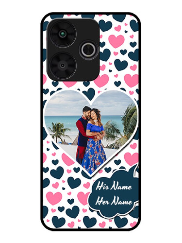 Custom Poco M6 Plus 5G Custom Metal Phone CasePink and Blue Heart Design