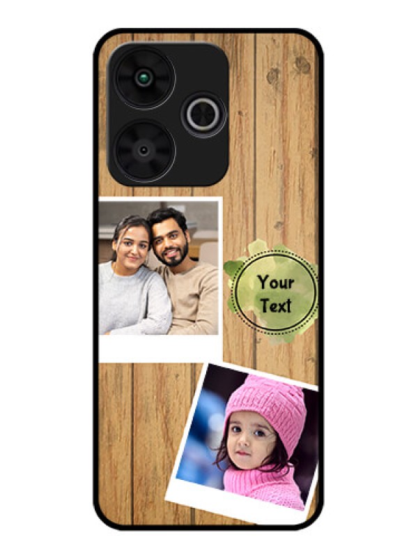 Custom Poco M6 Plus 5G Custom Metal Phone CaseWooden Texture Design