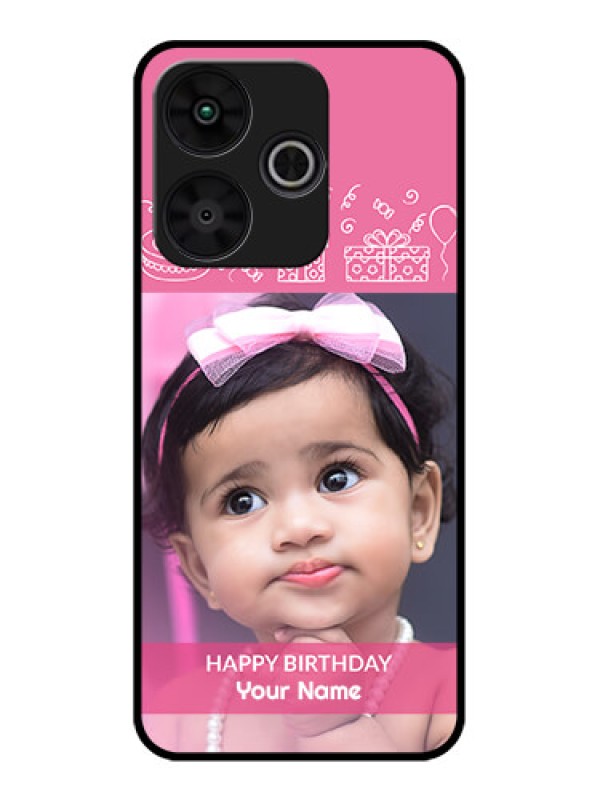 Custom Poco M6 Plus 5G Custom Metal Phone CaseWith Birthday Line Art Design