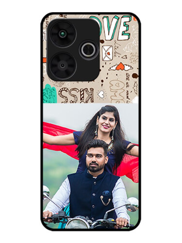 Custom Poco M6 Plus 5G Custom Metal Phone CaseLove Doodle Pattern