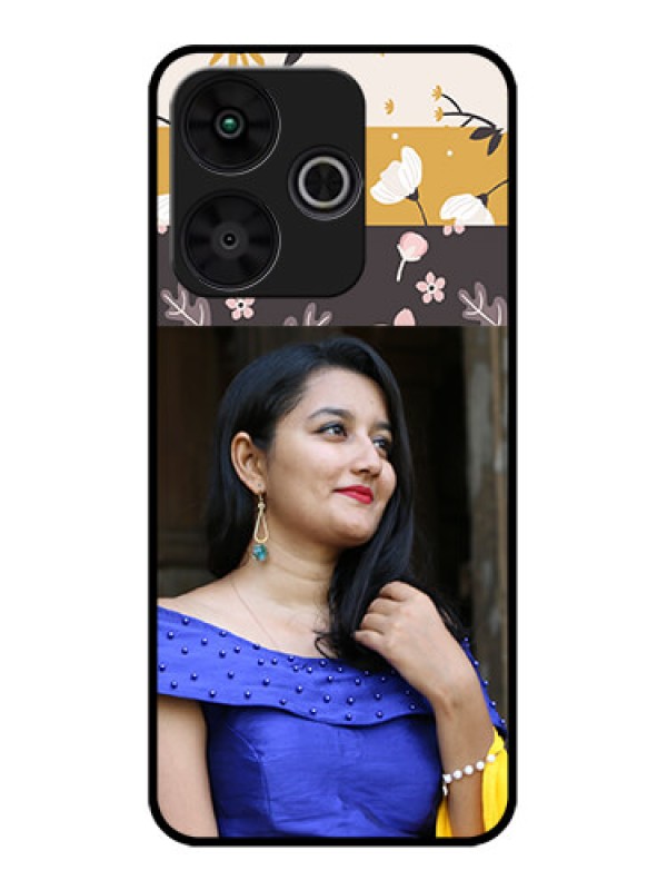 Custom Poco M6 Plus 5G Custom Metal Phone CaseStylish Floral Design