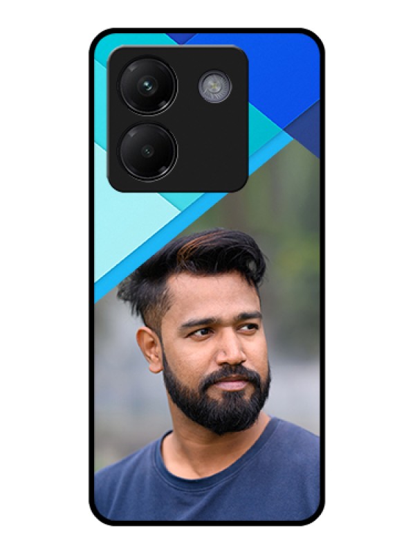 Custom Poco M7 Pro 5G Custom Metal Phone CasePink and Blue Heart Design