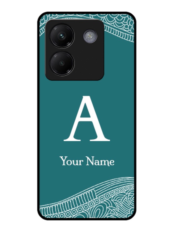 Custom Poco M7 Pro 5G Custom Metal Phone Case - Line Art Pattern With Custom Name Design