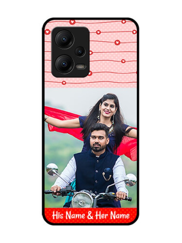 Custom Poco X5 5G Custom Metal Phone CaseRed Pattern Case Design