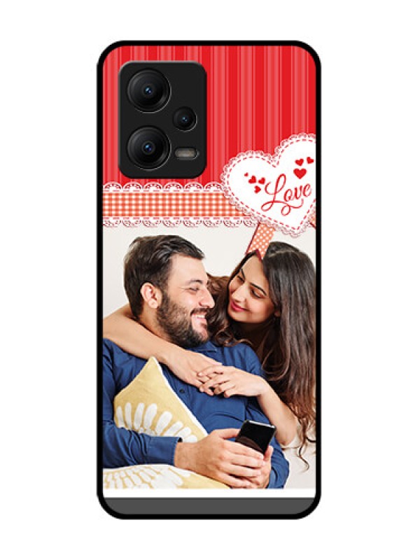 Custom Poco X5 5G Custom Metal Phone CaseRed Love Pattern Design