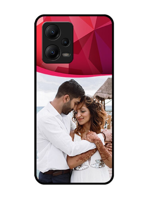 Custom Poco X5 5G Custom Metal Phone CaseRed Abstract Design