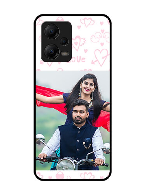 Custom Poco X5 5G Custom Metal Phone CasePink Flying Heart Design