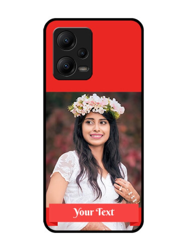 Custom Poco X5 5G Custom Metal Phone CaseSimple Red Color Design