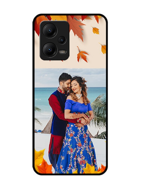Custom Poco X5 5G Custom Metal Phone CaseAutumn Maple Leaves Design