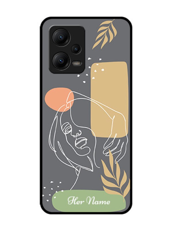 Custom Poco X5 5G Custom Metal Phone CaseGazing Woman Line Art Design