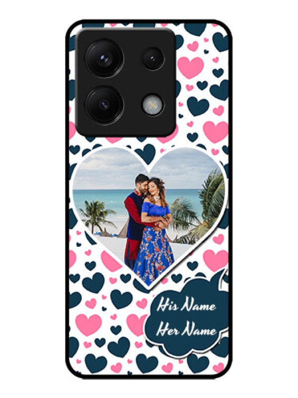 Custom Poco X6 5G Custom Metal Phone CasePink and Blue Heart Design