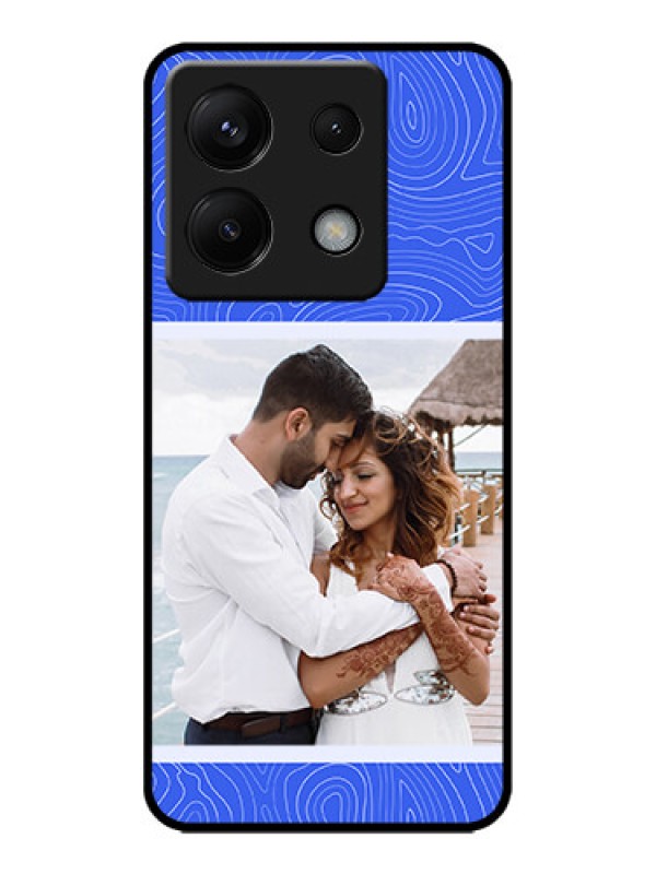 Custom Poco X6 5G Custom Metal Phone CaseCurved Line Art With Blue And White Design