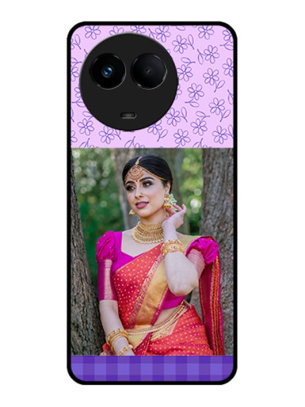 Custom Realme 11 5G Custom Metal Phone CasePurple Floral Design