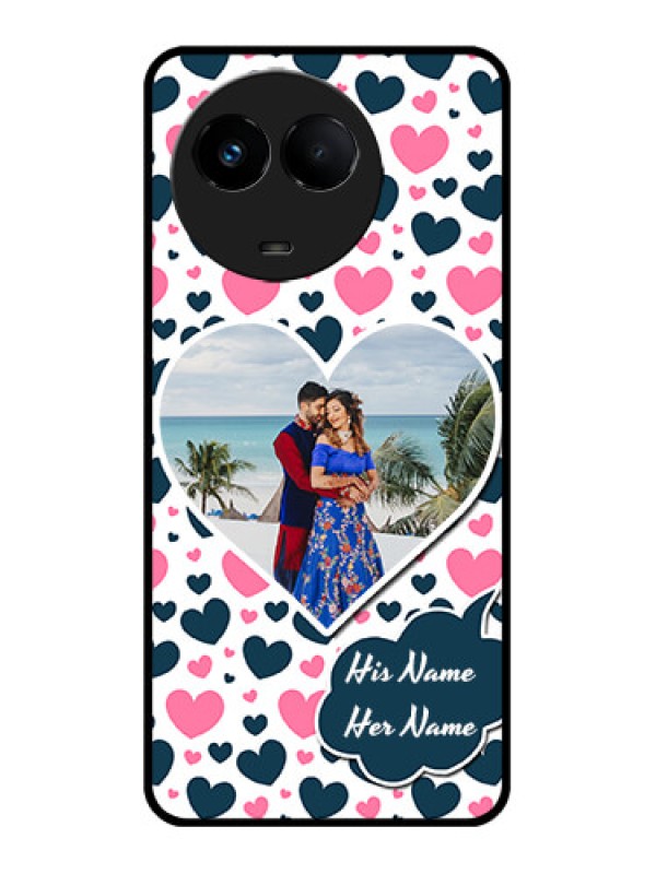 Custom Realme 11 5G Custom Metal Phone CasePink and Blue Heart Design