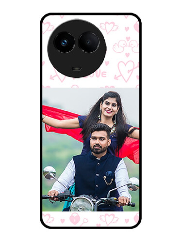Custom Realme 11 5G Custom Metal Phone CasePink Flying Heart Design