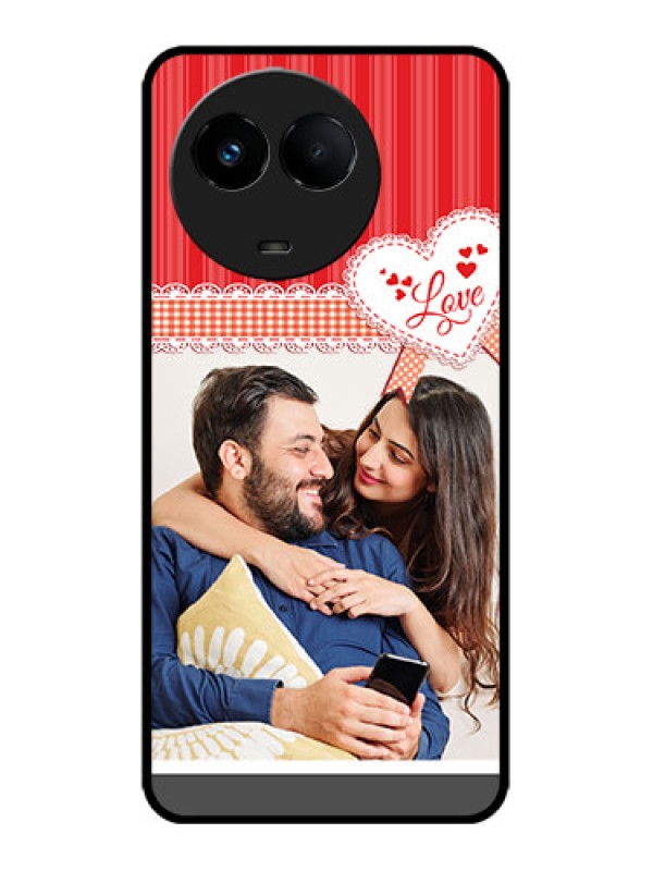 Custom Realme 11x 5G Custom Metal Phone CaseRed Love Pattern Design