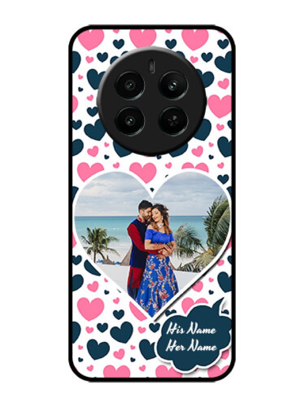 Custom Realme 12 Plus 5G Custom Metal Phone Case - Pink and Blue Heart Design
