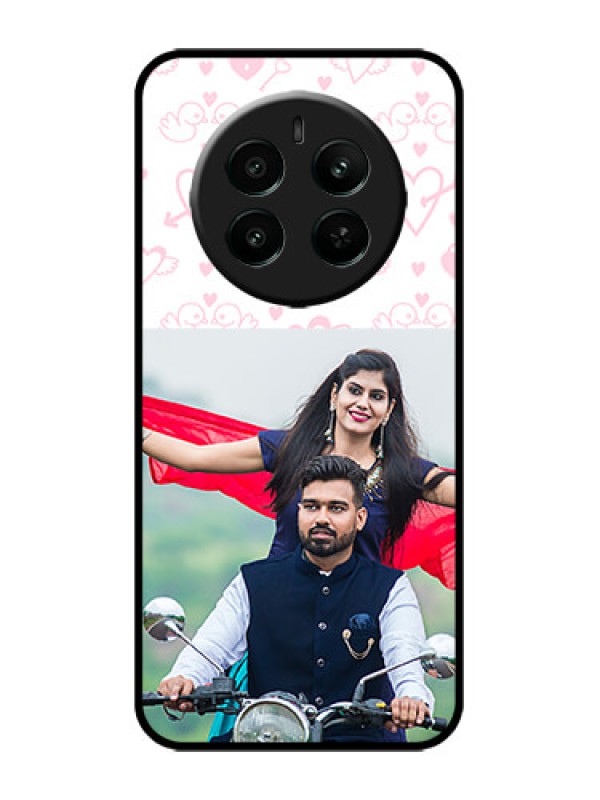 Custom Realme 12 Plus 5G Custom Metal Phone Case - Pink Flying Heart Design