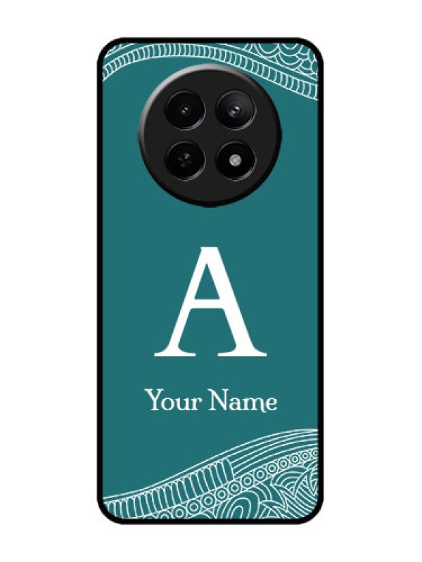 Custom Realme 12x 5G Custom Metal Phone Case - Line Art Pattern With Custom Name Design