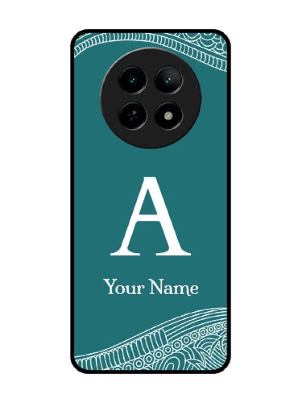 Custom Realme 13 5G Custom Metal Phone CaseLine Art Pattern With Custom Name Design