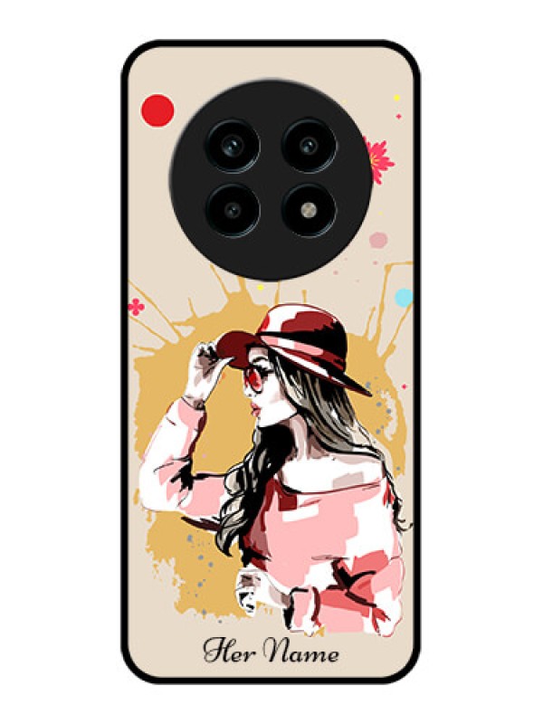 Custom Realme 14 Pro Lite 5G Custom Metal Phone Case - Women With Pink Hat Design