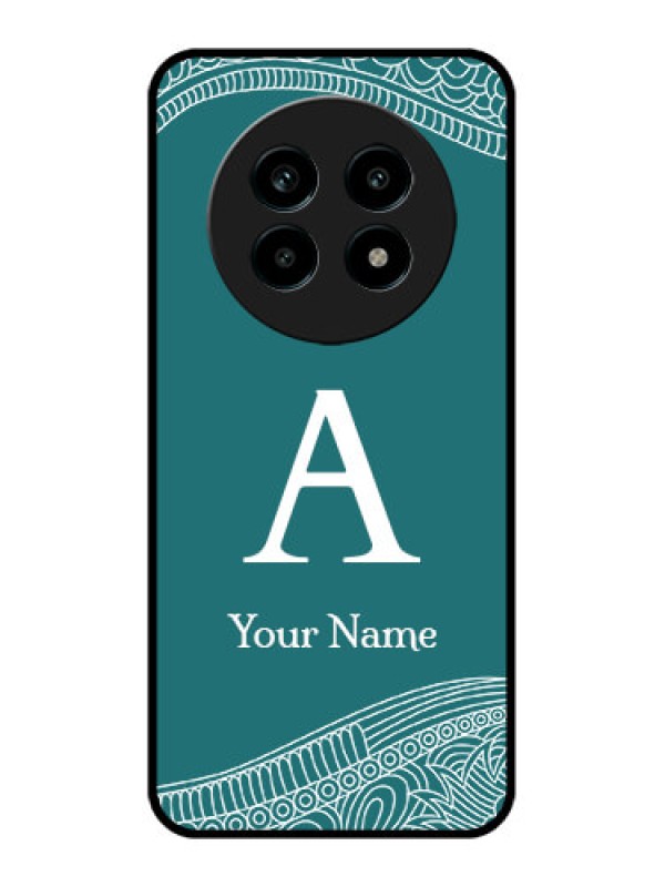 Custom Realme 14 Pro Lite 5G Custom Metal Phone Case - Line Art Pattern With Custom Name Design