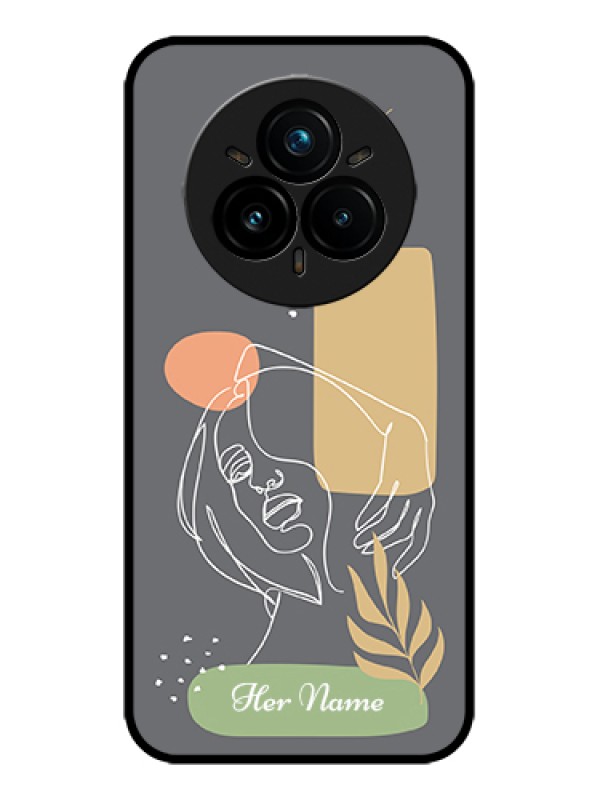 Custom Realme 14 Pro Plus 5G Custom Metal Phone Case - Gazing Woman Line Art Design