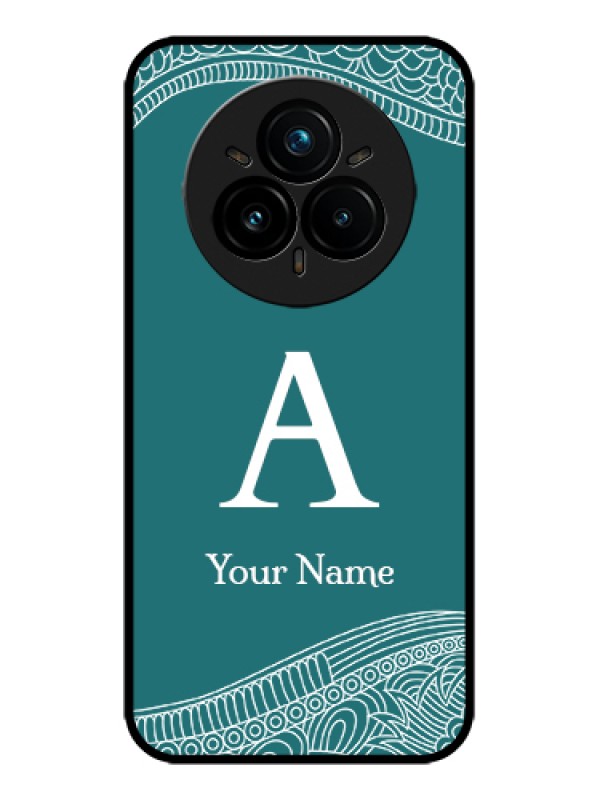 Custom Realme 14 Pro Plus 5G Custom Metal Phone Case - Line Art Pattern With Custom Name Design