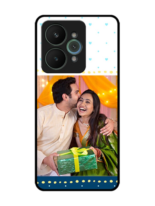 Custom Realme 15 5G Custom Metal Phone Case - White And Blue Abstract Design
