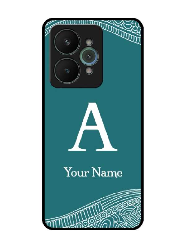 Custom Realme 15 5G Custom Metal Phone Case - Line Art Pattern With Custom Name Design