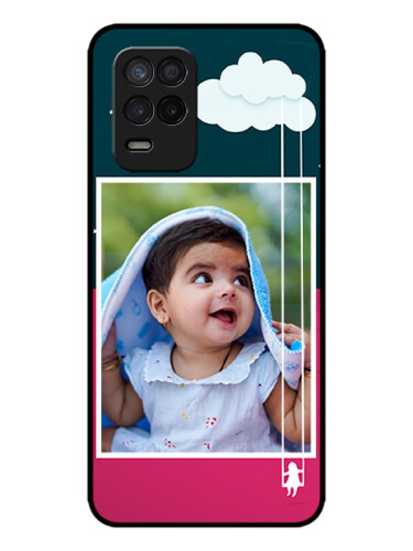 Custom Realme 8 5G Custom Metal Phone Case - Cute Girl With Cloud Design