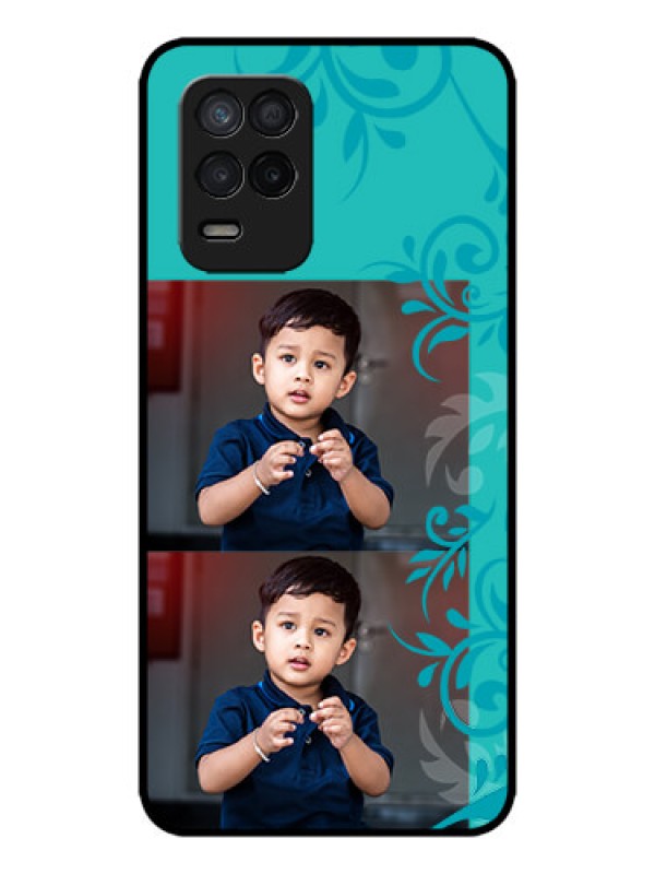 Custom Realme 8 5G Custom Metal Phone Case - With Photo And Green Floral Design
