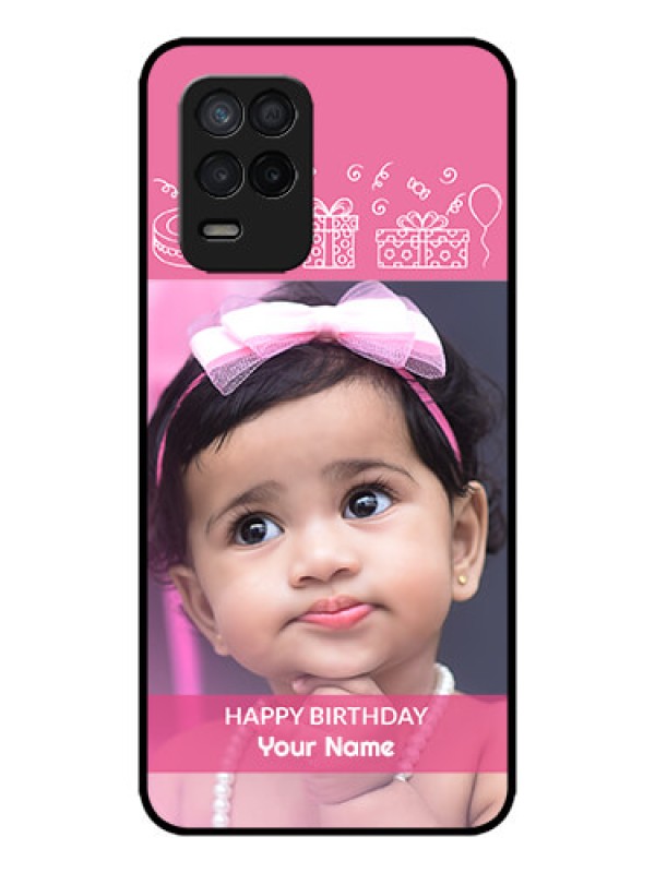 Custom Realme 8 5G Custom Metal Phone Case - With Birthday Line Art Design