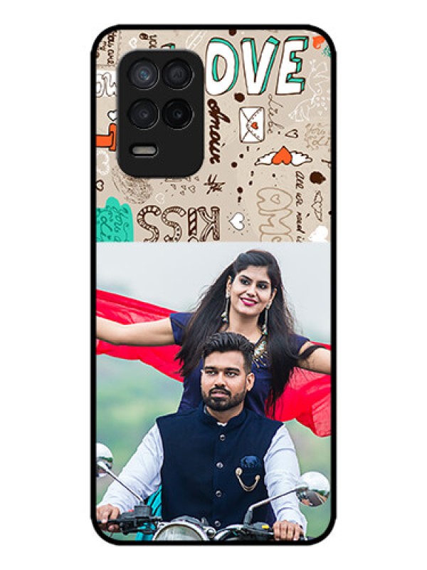 Custom Realme 8 5G Custom Metal Phone Case - Love Doodle Pattern