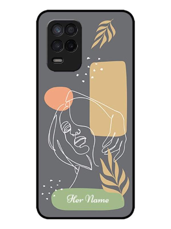 Custom Realme 8 5G Custom Metal Phone Case - Gazing Woman Line Art Design