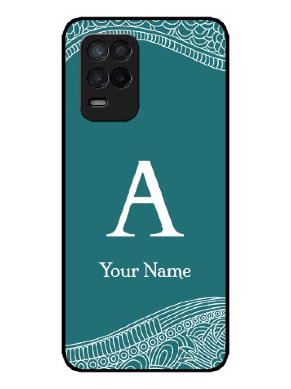 Custom Realme 8 5G Custom Metal Phone Case - Line Art Pattern With Custom Name Design