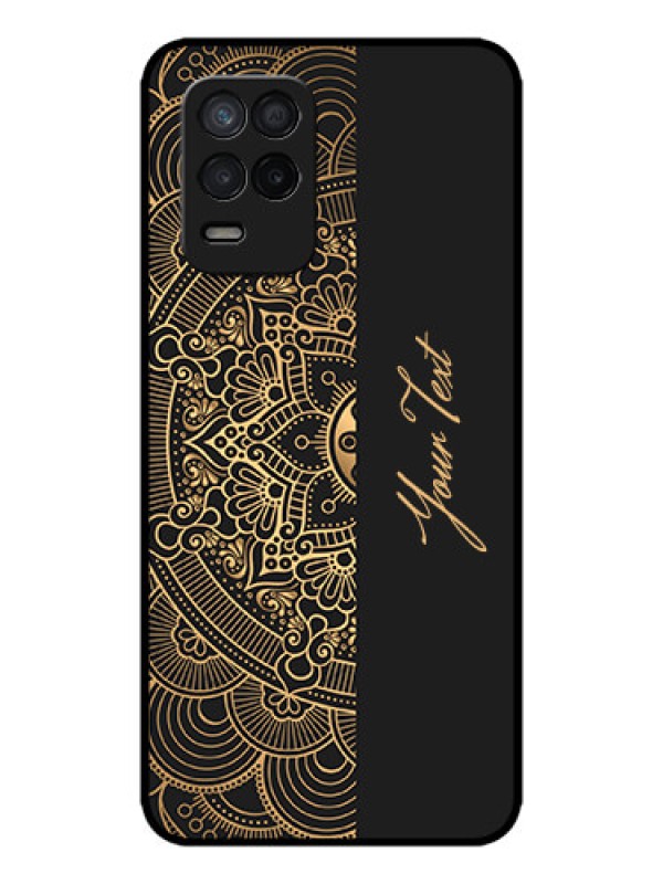 Custom Realme 8 5G Custom Metal Phone Case - Mandala Art With Custom Text Design