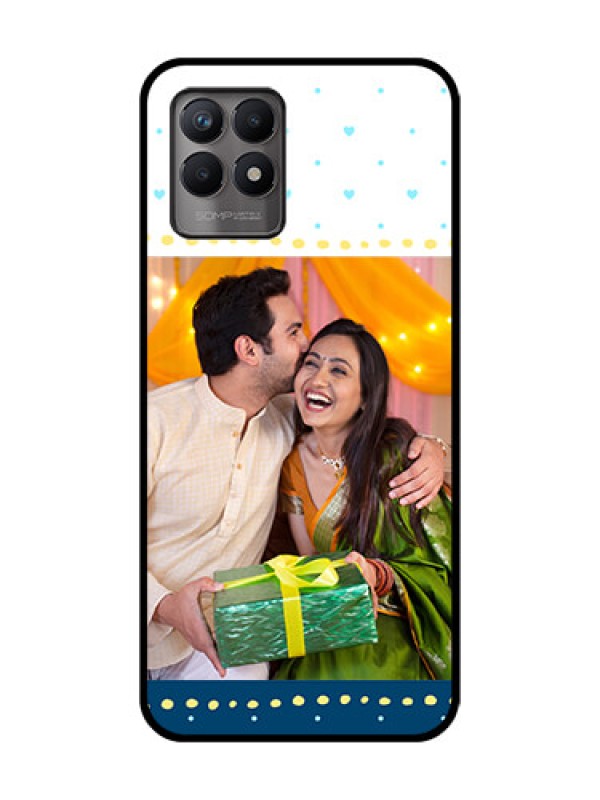 Custom Realme 8i Custom Metal Phone Case - White And Blue Abstract Design