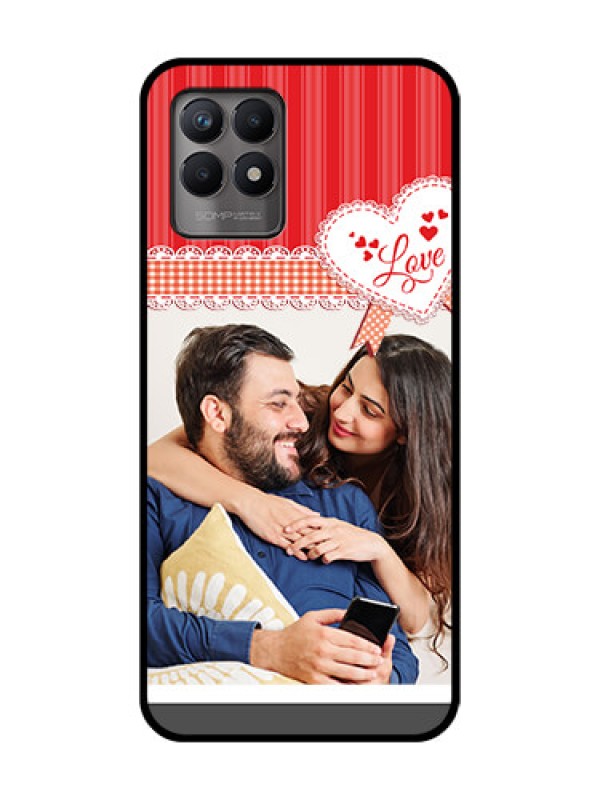 Custom Realme 8i Custom Metal Phone Case - Red Love Pattern Design