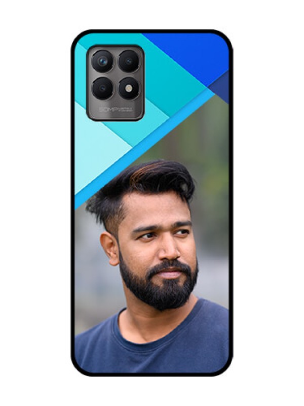 Custom Realme 8i Custom Metal Phone Case - Blue Pattern Design